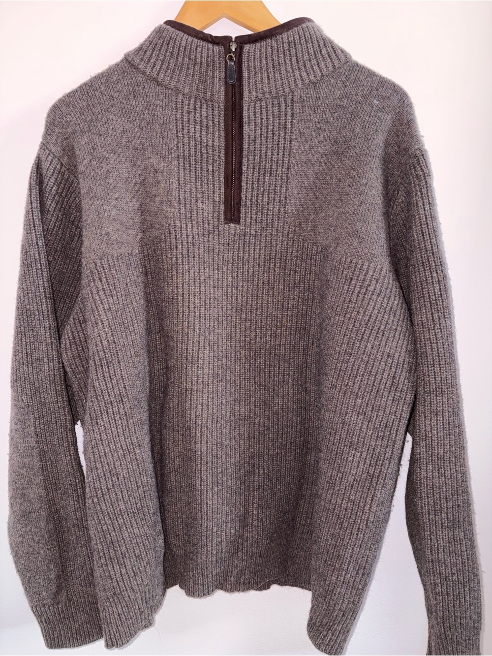 Men's Half-Zip Ribbed Sweater - Greyish Brown